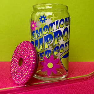 Emotional Support Iced Coffee Glass