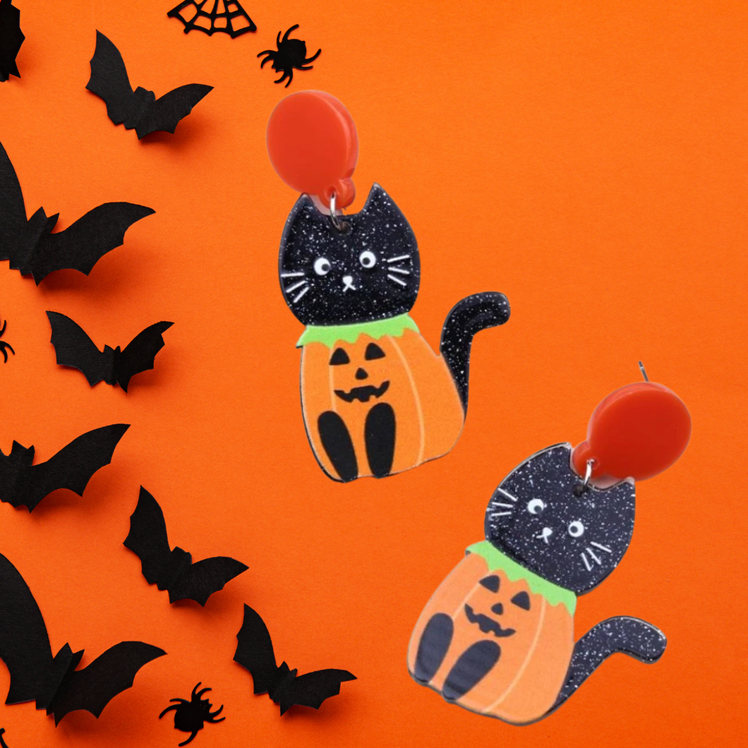 Pumpkin Kitten Earrings