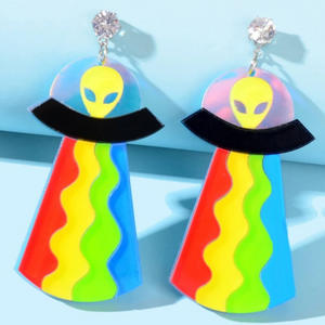 🌈 UFO Alien Earrings
