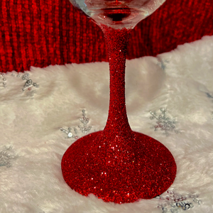Merry Fetchmas Red Glitter Wine Glass